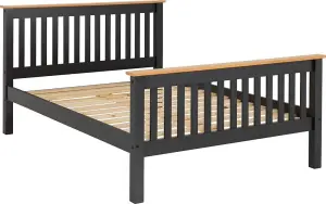 Monaco 4ft6 Double Bed High Foot End in Grey and Oak