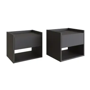 GFW Harmony Wall Mounted Pair of Bedside Tables Anthracite