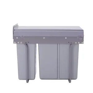 Pull Out Kitchen Bin Recycling Bins for Kitchen Built-In Waste Bins (10+20)L Removal Container with Fixing Waste Brackets Grey