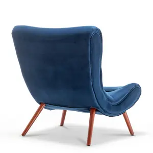 Velvet Blue Katia Accent Chair with Footstool