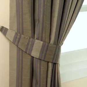 Homescapes Grey Modern Stripe Jacquard Curtain Tie Back Pair