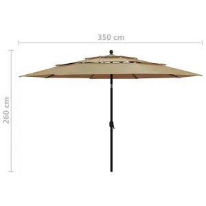 Berkfield 3-Tier Parasol with Aluminium Pole Taupe 3.5 m