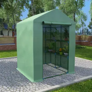 Berkfield Greenhouse with Shelves Steel 143x143x195 cm