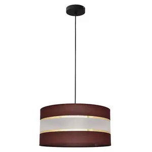 Luminosa Helen Cylindrical Pendant Ceiling Light Brown, Gold, Black 40cm