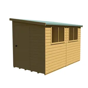 Shire Norfolk Workshop Pent Shed 10x6 Double Door 19mm Loglap Style A