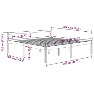 Berkfield Bed Frame Grey Solid Wood Pine 200x200 cm