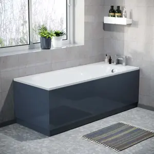 Nes Home 1800 mm Anthracite Front Side Bath Panel Durable PVC + Plinth