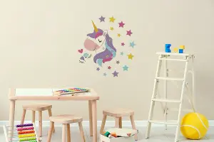 Walplus Magical Unicorn Kids Sticker PVC Purple