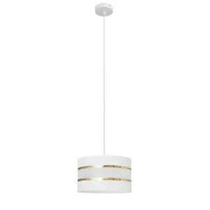 Luminosa Helen Cylindrical Pendant Ceiling Light White, Gold 25cm