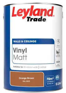 Leyland Trade Vinyl Matt Walls & Ceilings Emulsion Paint Orange Brown (RAL 8023) 5L