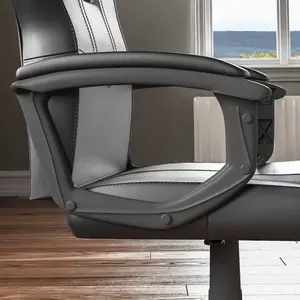 Latitude Run Muskoka Adjustable Ergonomic Faux Leather Swiveling PC & Racing Game Chair Grey