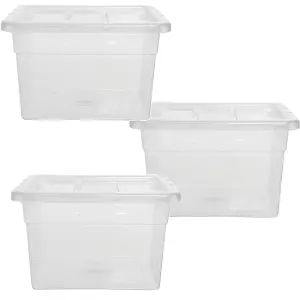 2 x Clear Plastic Stackable Transparent Storage Boxes 22 Litre Complete With Lids