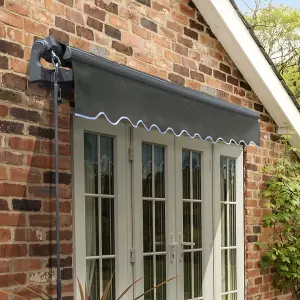 Primrose Awnings 2.5m x 2.0m Retractable Manual Standard Charcoal Frame Charcoal Awning Outdoor Patio Canopy