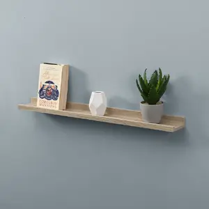 2 Piece Floating Shelf Oak / 4cm H x 80cm W x 10cm D