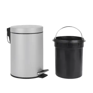 Silver 3L Bathroom Pedal Bin Freestanding