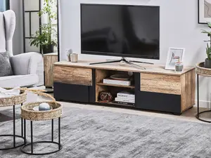 Beliani Industrial TV Stand Light Wood STERLING