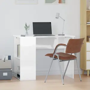 Berkfield Desk High Gloss White 100x55x75 Engineered Wood