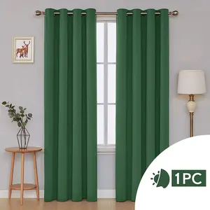 Polyester Blackout Grommet / Eyelet Door Curtain Panel Dark Forest / 132 W x 183 D cm