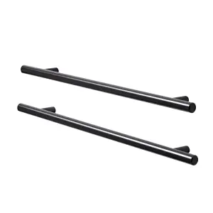 GoodHome Annatto Matt Black Kitchen Cabinet Bar Pull Handle (L)33.6cm (D)32mm, Pack of 2