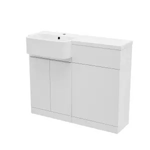 Nes Home 1000mm Left Hand Freestanding White Cabinet with Basin & WC Unit