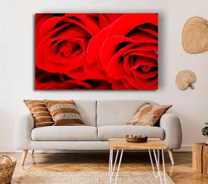 Red Rose Close-Up Twins Canvas Print Wall Art - Medium 20 x 32 Inches