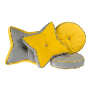 Homescapes Yellow and Grey Star Floor Cushion