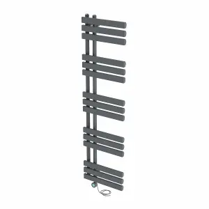 Rinse Bathrooms Designer Electric Thermostatic Heated Towel Rail D Shape Bathroom Radiator Warmer 1600x450mm Sand Grey