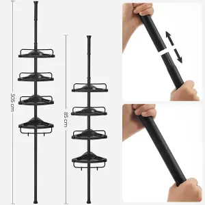 Bathroom Corner Shelf Adjustable Black Telescopic Shower Caddy Storage Organiser BCB001B01