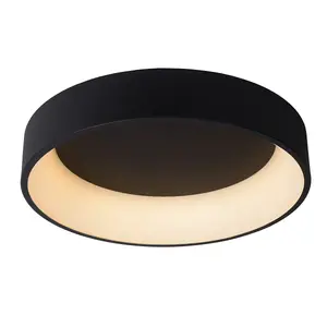 Lucide Talowe Led Modern Flush Ceiling Light 60cm - LED Dim. - 1x42W 3000K - Black