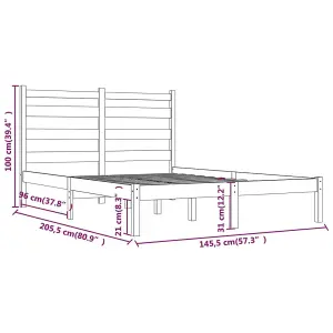 Berkfield Bed Frame Black Solid Wood Pine 140x200 cm