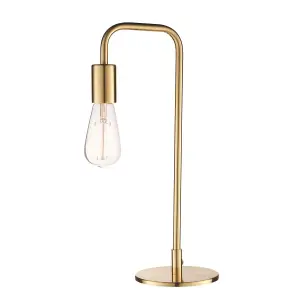 Luminosa Rubens 1 Light Table Lamp Satin Brushed Gold Plate, E27