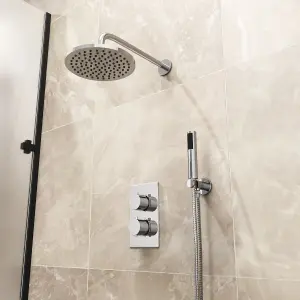 Teslie Round Concealed Thermostatic Shower Mixer Set - Shower Head & Handset