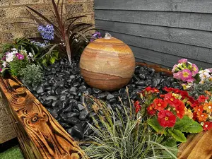 Sandstone Sphere 30cm Natural Stone Solar Water Feature