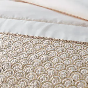 Catherine Lansfield Deco Sequin Quilted 240x260 cm Bedspread Champagne Gold