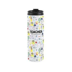 Teacher Travel Mug - Novelty Thank You Appreciation Gift Stainless Steel Vacuum-Sealed Double-Walled Hot/Cold Drinks Travel Flask