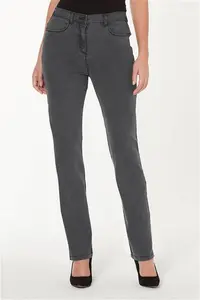 Bonmarche Comfortable Sara Straight Leg Jean - Grey, Size: 28