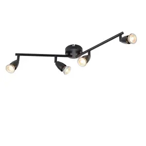 Luminosa Amalfi Ceiling Spotlight Bar 4 Light Matt Black Paint