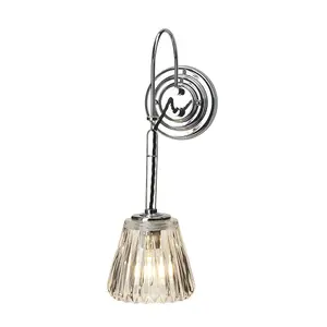 Elstead Demelza 1 Light Wall Light Polished Chrome Glass Shade IP44, G9