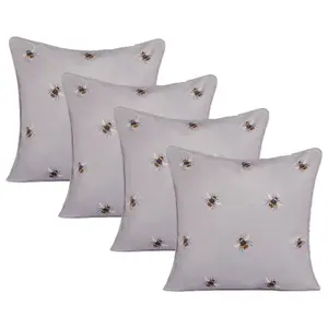 4 Pack Bee Matte Velvet Cushion Covers Home Decor, Grey - 45 x 45cm