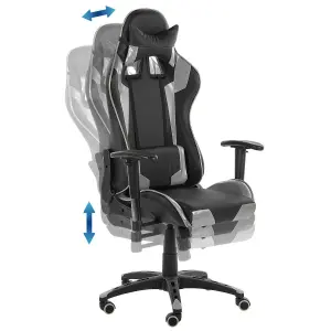 Gaming Chair Faux Leather Silver KNIGHT