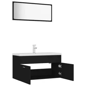 Berkfield Bathroom Furniture Set Black Engineered Wood