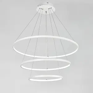 Modern Round 3 Tier Adjustable Linear LED Ceiling Hanging Pendant Light 80CM Cool White