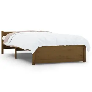 Berkfield Bed Frame Honey Brown Solid Wood 75x190 cm Small Single