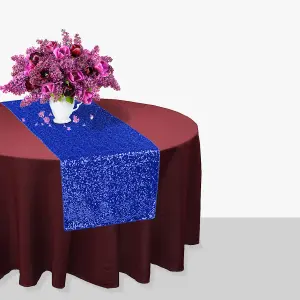 Neel Blue 11x108 Inch Shimmer Sequin Table Runner Glitter Fabric, Royal Blue