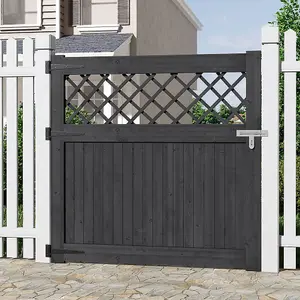 Grey Coated Rhombus Design Fence Gate with Latch, Durable Garden Gate 120cm x 120cm