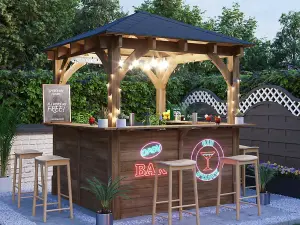 Dunster House Garden Bar Wooden Outdoor Gazebo 2.5m x 2.5m Heavy Duty Leviathan C