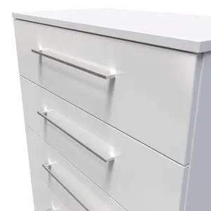 Chester 5 Drawer Chest in White Gloss (Ready Assembled)