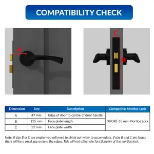 XFORT 3 Lever Matt Black Mortice Sashlock 65mm