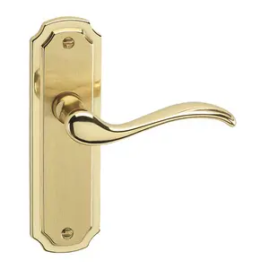 URBNLIVING 157cm Length 8 Pcs Constance Metal & Polished Brass Plain Lever Latch Door Handles Set