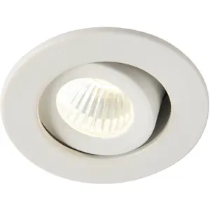 2 PACK Micro Adjustable Ceiling Downlight - 4W Cool White LED - Matt White